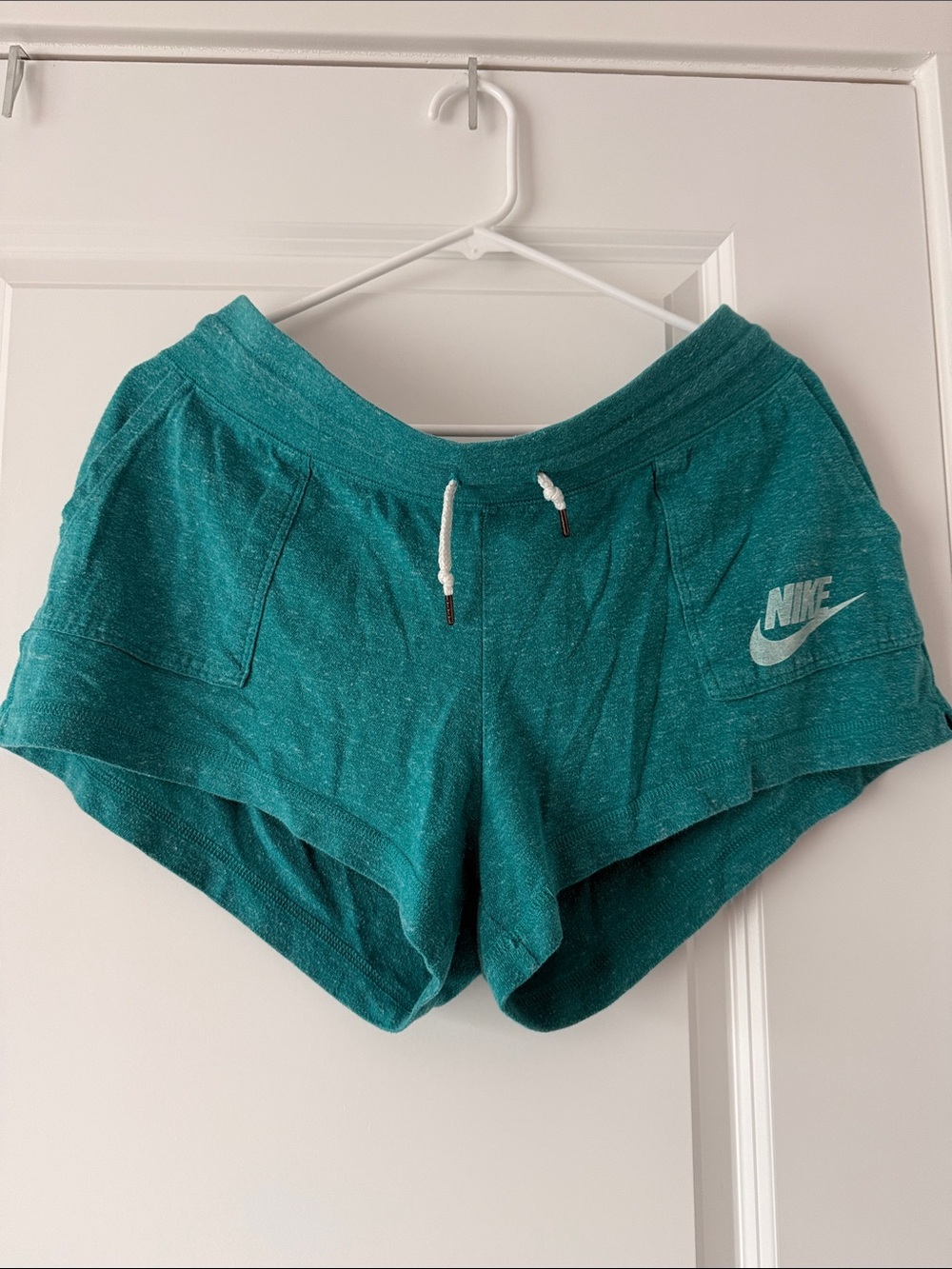 Nike Teal Women's Athletic Shorts with Drawstring and Pockets